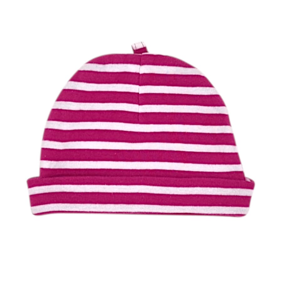 Bonnet bébé fille rayé rose/blanc, taille 0-18 mois, marque Timberland - seconde main premium