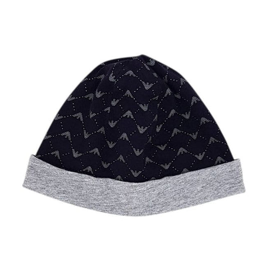 Bonnet bébé garçon bleu marine imprimé logo, taille 6-9 mois, marque Armani - seconde main luxe
