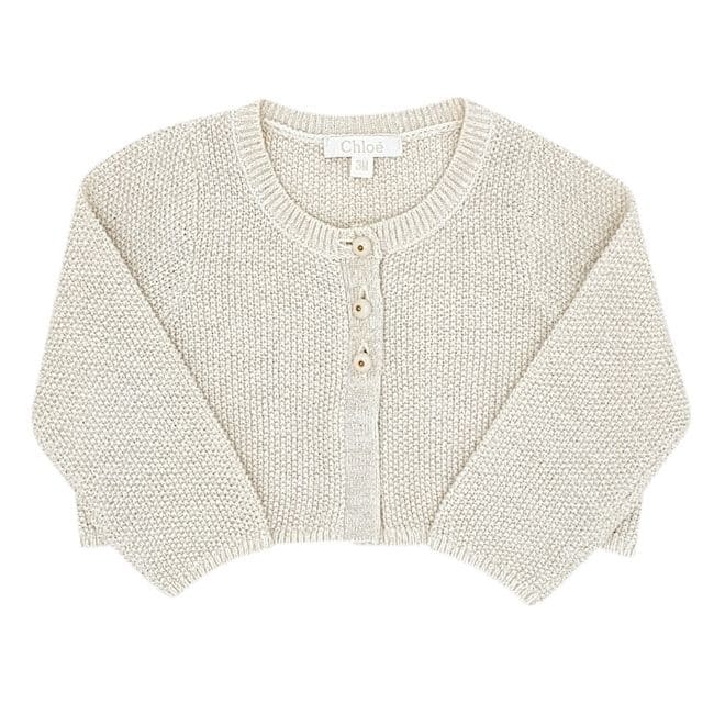 Cardigan bébé fille beige doré, taille 3 mois, marque Chloé - seconde main luxe