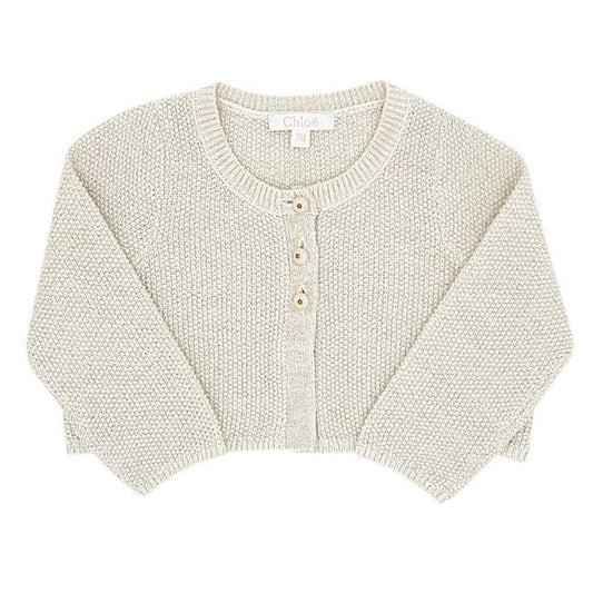 Cardigan bébé fille beige doré, taille 3 mois, marque Chloé - seconde main luxe