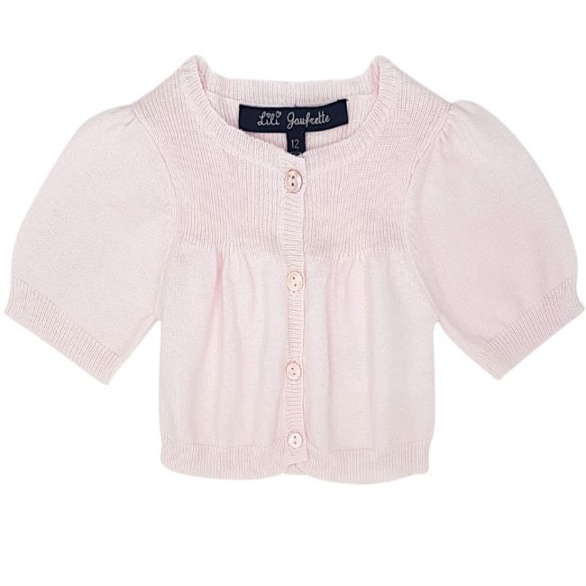 Cardigan bébé fille rose en coton, taille 12 mois, marque Lili Gaufrette - seconde main premium