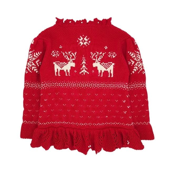 Cardigan Noël bébé fille rouge/blanc, taille 12 mois, marque Ralph Lauren - seconde main luxe