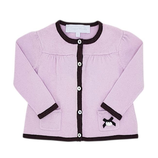 Cardigan bébé fille parme en coton et cachemire, taille 12 mois, marque Tartine et Chocolat - seconde main haut de gamme