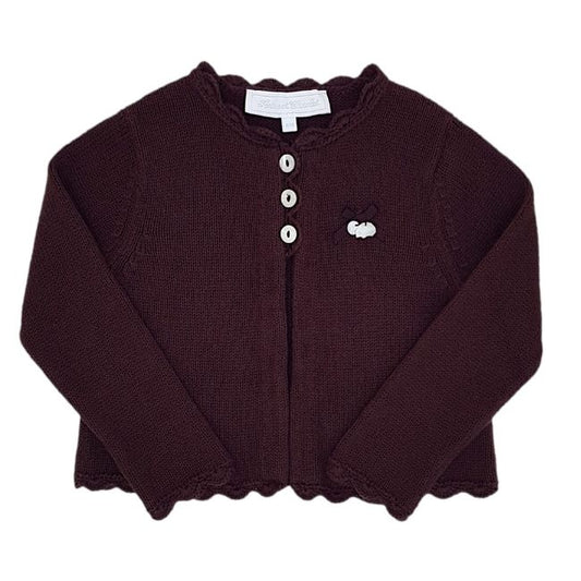 Cardigan bébé fille marron en coton et angora, taille 18 mois, marque Tartine et Chocolat - seconde main haut de gamme