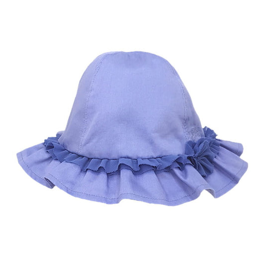 Chapeau bébé fille bleu volanté, taille 9-12 mois, marque Lili Gaufrette - seconde main premium