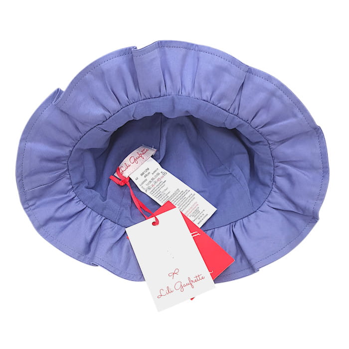Chapeau bébé fille bleu volanté, taille 9-12 mois, marque Lili Gaufrette - seconde main premium