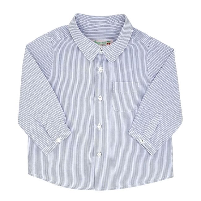 Chemise rayée bébé garçon bleu/blanc en coton, taille 6 mois, marque Bonpoint - seconde main haut de gamme