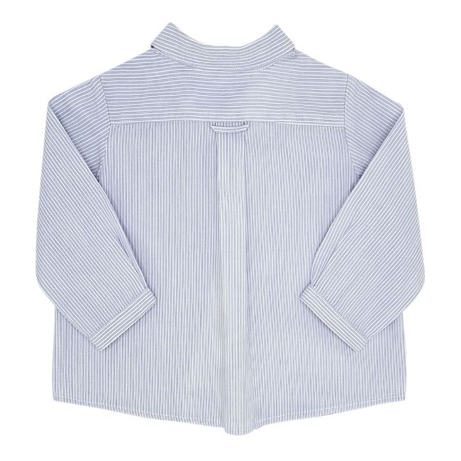 Chemise rayée bébé garçon bleu/blanc en coton, taille 6 mois, marque Bonpoint - seconde main haut de gamme