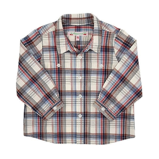 Chemise bébé garçon motif tartan multicolore, taille 12 mois, marque Bonpoint - seconde main haut de gamme