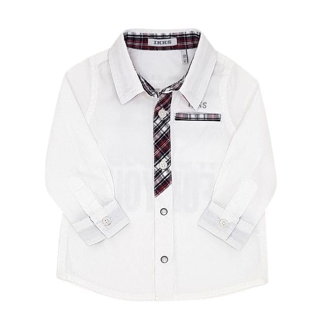 Chemise bébé garçon blanche message imprimé au dos, taille 6 mois, marque IKKS - seconde main premium