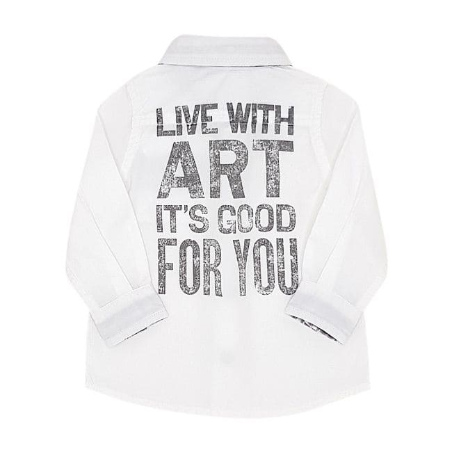 Chemise bébé garçon blanche message imprimé au dos, taille 6 mois, marque IKKS - seconde main premium