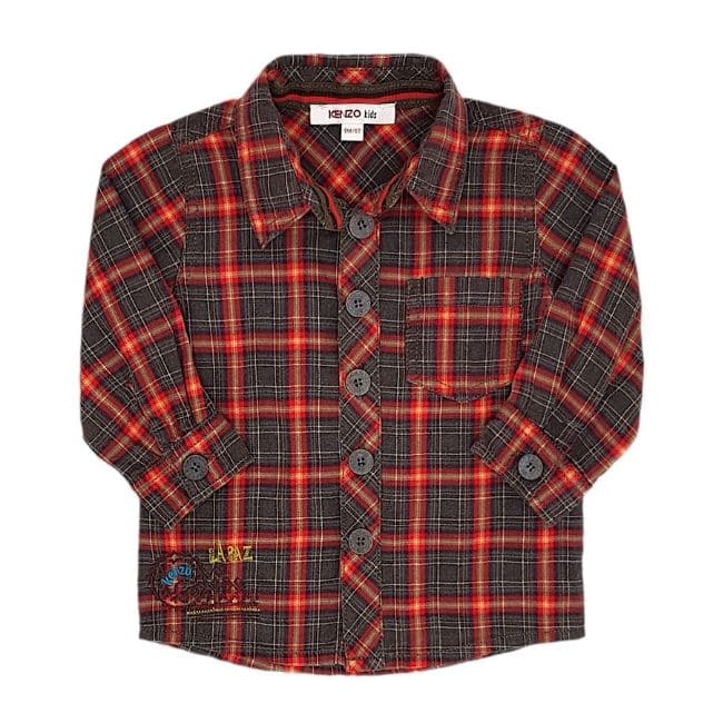 Chemise à carreaux bébé garçon à carreaux multicolores, taille 6 mois, marque Kenzo - seconde main luxe