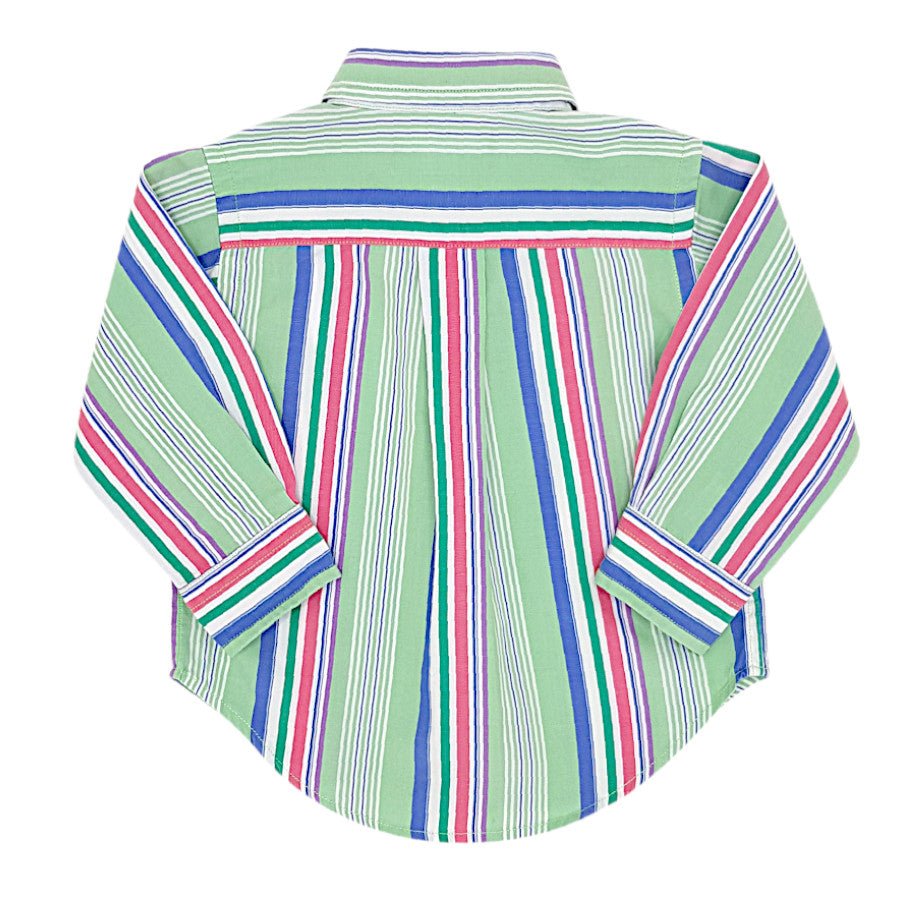 Chemise bébé garçon à rayures multicolores, taille 9 mois, marque Ralph Lauren - seconde main luxe