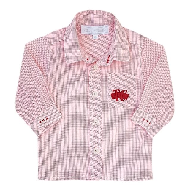 Chemise bébé garçon à petits carreaux rouge/blanc, taille 3 mois, marque Tartine et Chocolat - seconde main haut de gamme