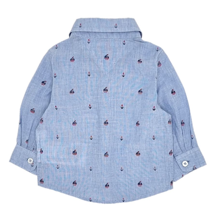 Chemise bébé garçon bleue en coton, taille 1 mois, marque Tommy Hilfiger - seconde main luxe