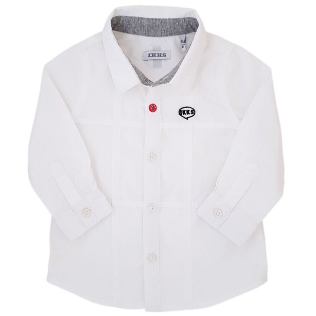 Chemise bébé garçon blanc en coton, taille 6 mois, marque IKKS - seconde main premium