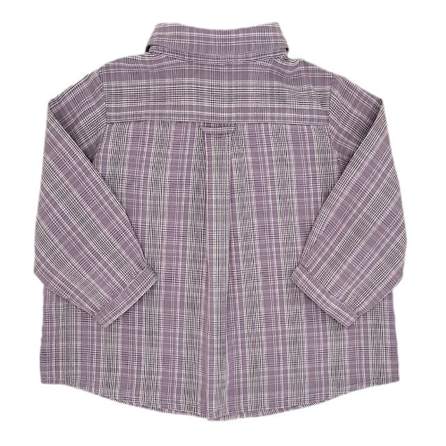Chemise bébé garçon motif tartan taupe/gris, taille 6 mois, marque Bonpoint - seconde main haut de gamme