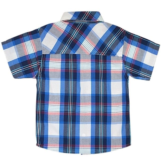 Chemise manches courtes bébé garçon à carreaux multicolores, taille 18 mois, marque DKNY - seconde main premium
