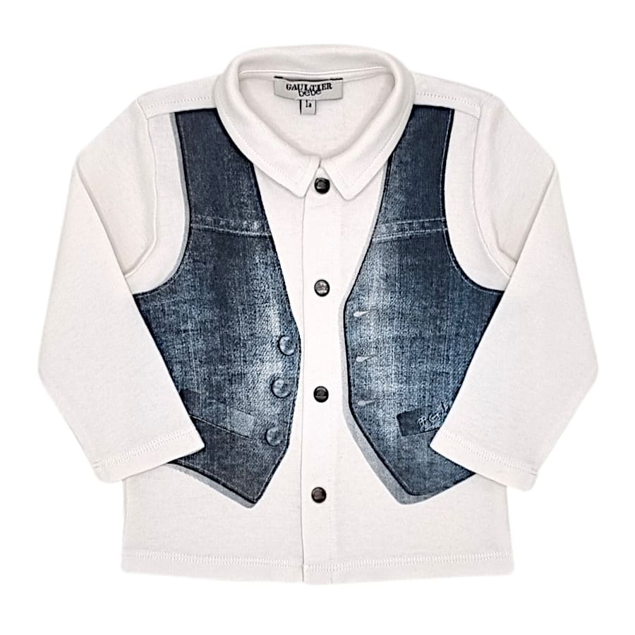 Chemise bébé garçon en jersey écru, taille 12 mois, marque Jean-Paul Gaultier - seconde main luxe