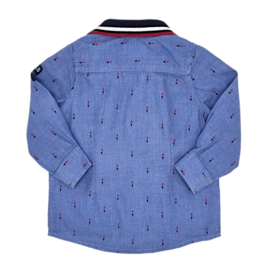 Chemise bébé garçon bleue imprimée, taille 6 mois, marque IKKS - seconde main premium