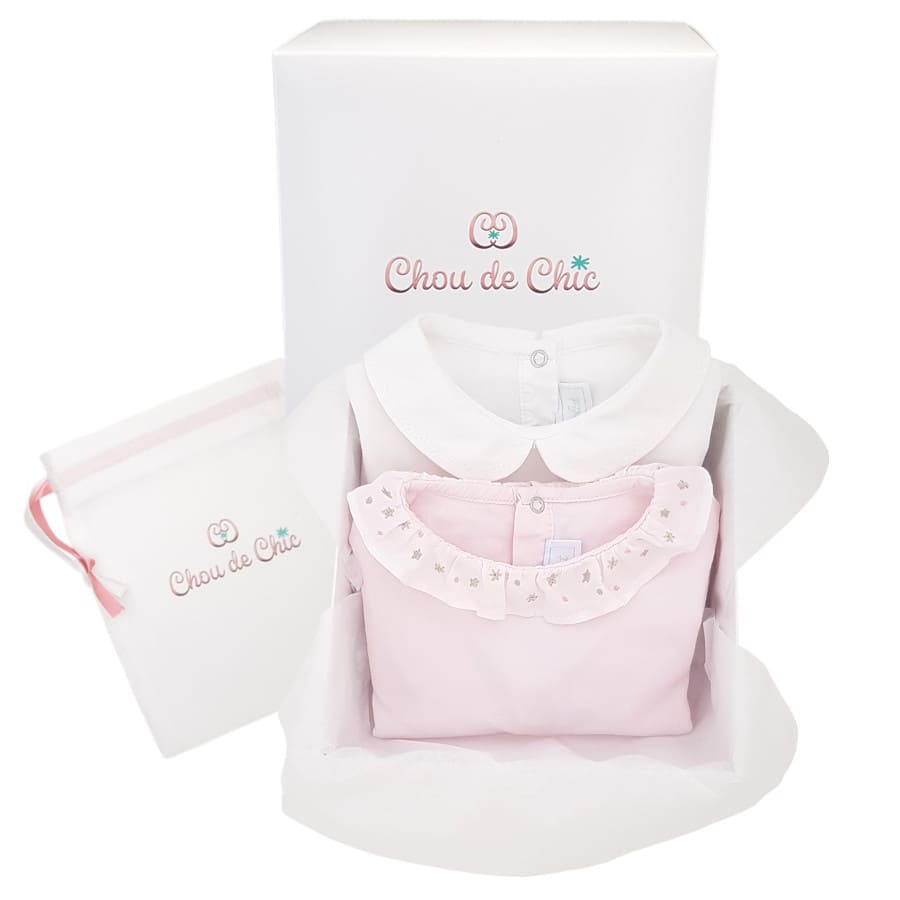Coffret cadeau naissance Chou de Chic – deux bodies Tartine et Chocolat bébé en coton doux, idée cadeau pratique et chic