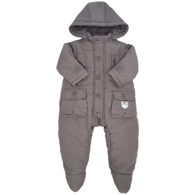 Combi-pilote bebe garçon TARTINE ET CHOCOLAT d'occasion 6 mois grise à capuche