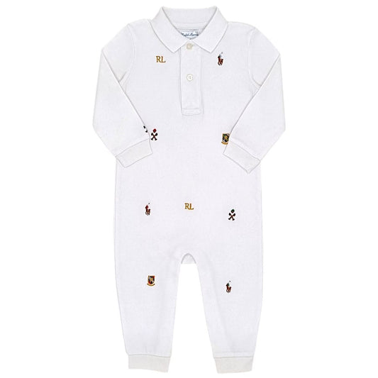 Combinaison bébé garçon blanche brodée, taille 12 mois, marque Ralph Lauren - seconde main luxe