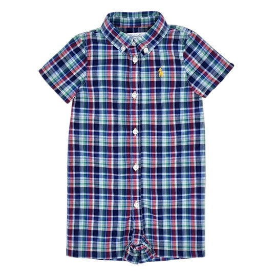 Combinaison bébé garçon mulitcolore motif tartan, taille 6 mois, marque Ralph Lauren - seconde main luxe