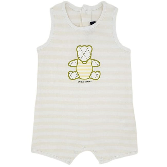 Combinaison bébé garçon blanc/jaune motif ourson, taille 3 mois, marque Burberry - seconde main luxe