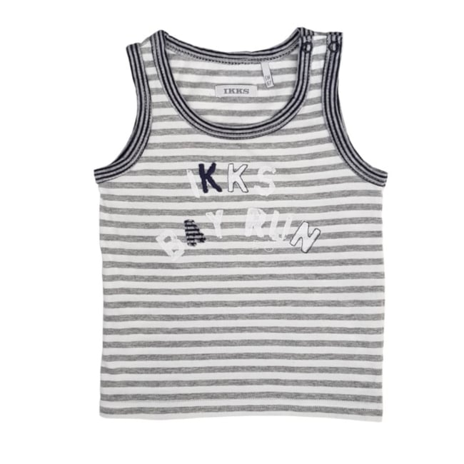 Vêtement bébé tendance d'occasion - Débardeur bebe garçon IKKS blanc 6 mois à rayures