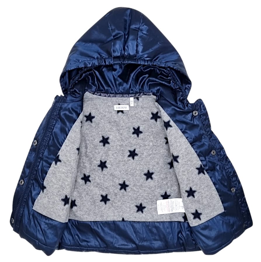 Doudoune bleue à capuche IKKS bébé fille 6 mois
