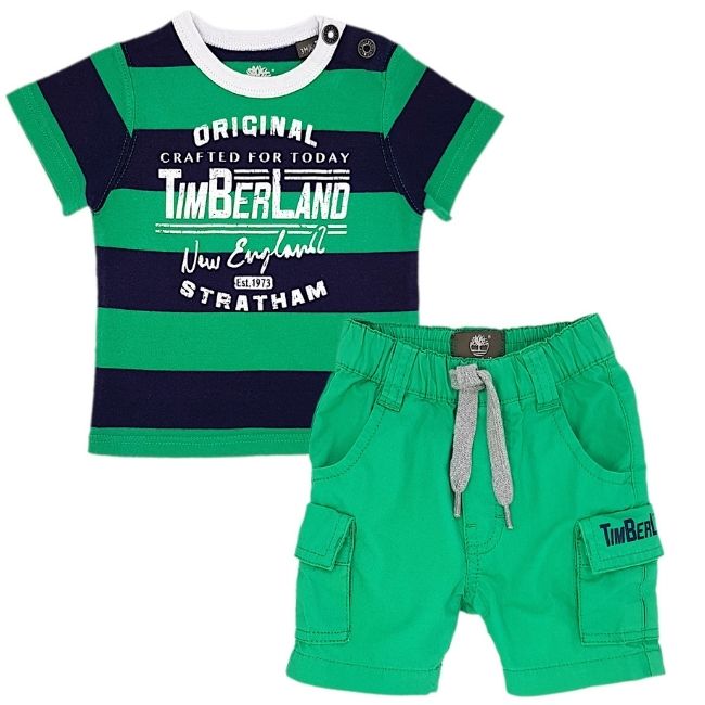 Ensemble bébé garçon mode TIMBERLAND d'occasion 3 mois vert et bleu marine