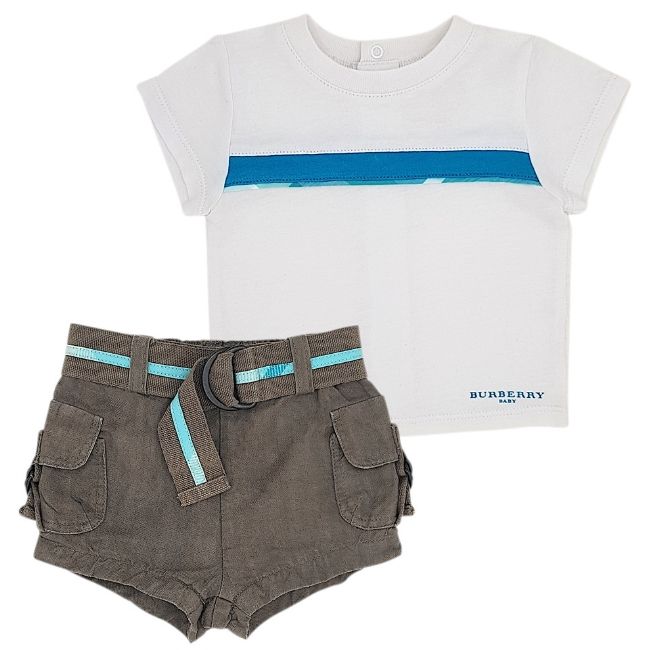 Marque luxe BURBERRY bébé - Ensemble bébé fille 1 mois tee-shirt et short d'occasion