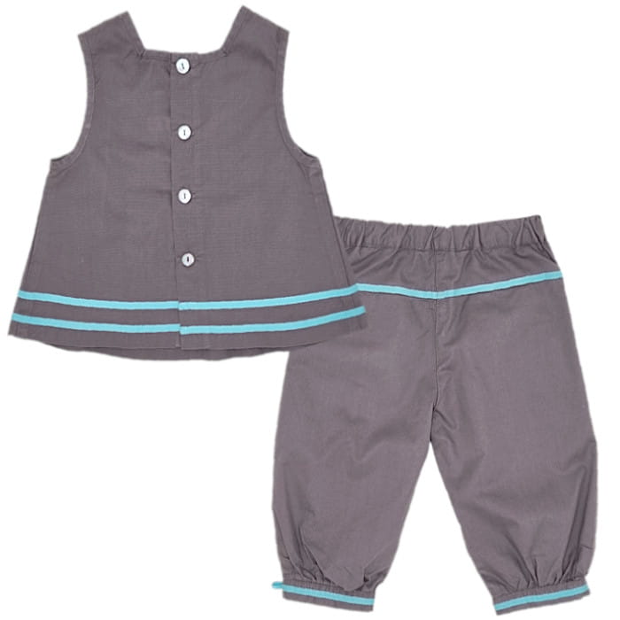 Ensemble taupe et turquoise Tartine et Chocolat bébé fille 18 mois