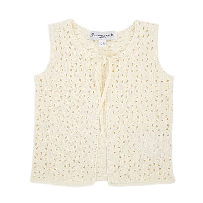 Gilet bébé fille jaune, taille 3 mois, marque Bleu comme gris - seconde main haut de gamme