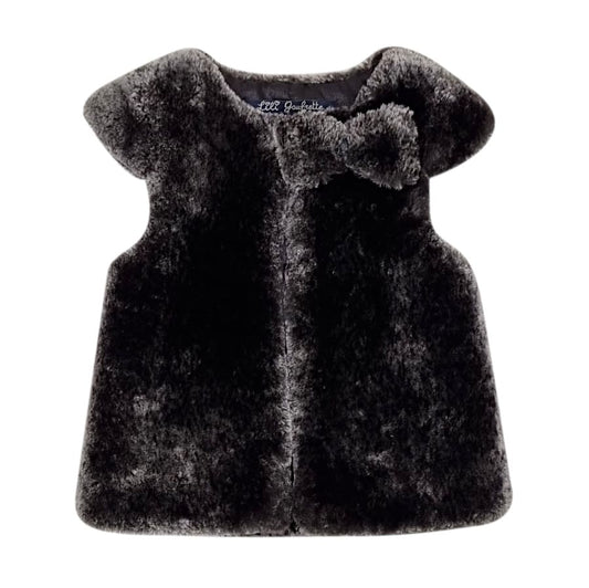 Gilet bébé fille en fausse fourrure marron, taille 12 mois, marque Lili Gaufrette - seconde main premium
