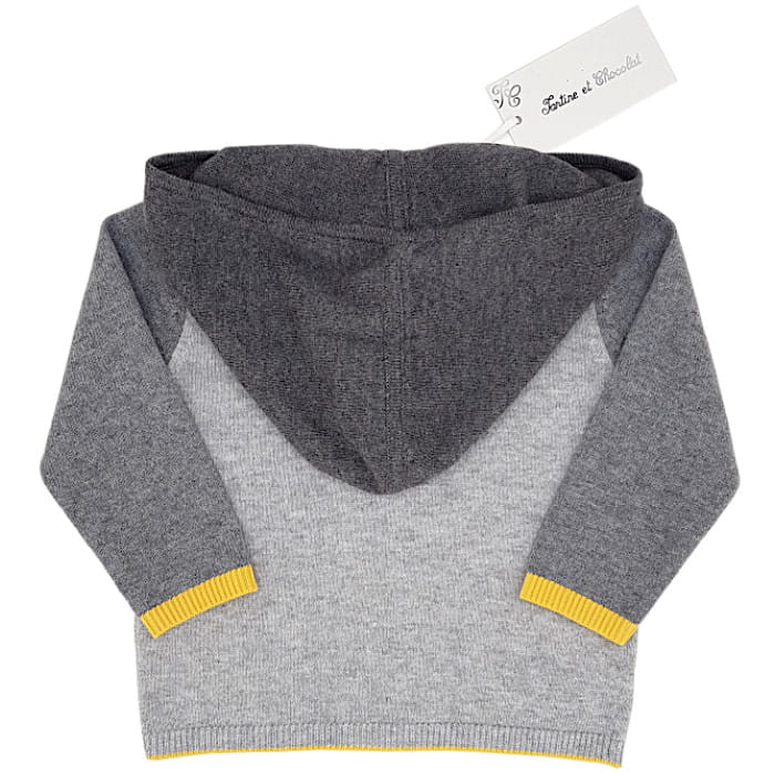 Gilet bébé garçon gris en coton et cachemire, taille 6 mois, marque Tartine et Chocolat - seconde main haut de gamme