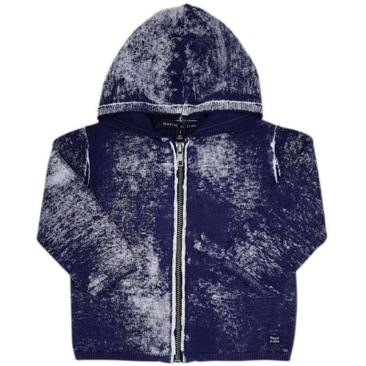 Gilet bébé garçon bleu à capuche, taille 12 mois, marque Marcel et Léon - seconde main premium