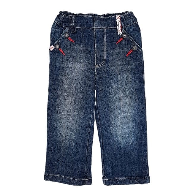 Vêtement IKKS bébé fille d'occasion - Jean 18 mois en denim bleu