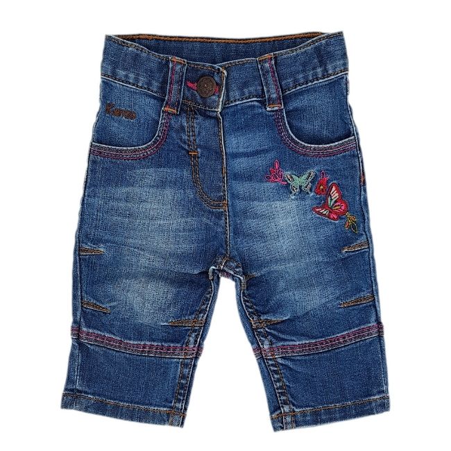 Vêtement bébé fille luxe d'occasion - Jean KENZO KIDS 3 mois motifs brodés