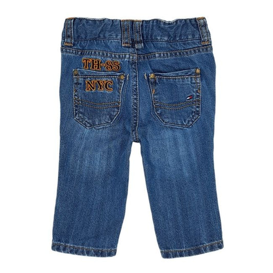 Jean en denim bleu délavé TOMMY HILFIGER bébé fille 6-9 mois