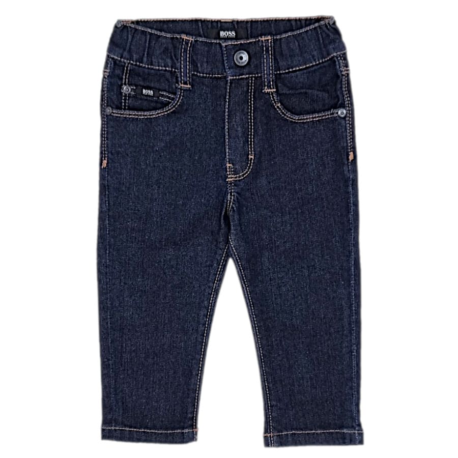 Jean droit bébé garçon bleu brut, taille 12 mois, marque Hugo Boss - seconde main haut de gamme