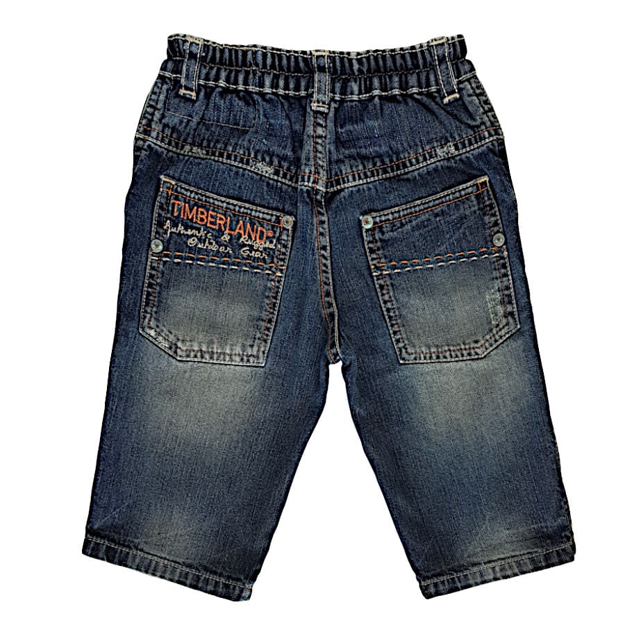 Jean TIMBERLAND 12 mois bleu avec broderie poche dos