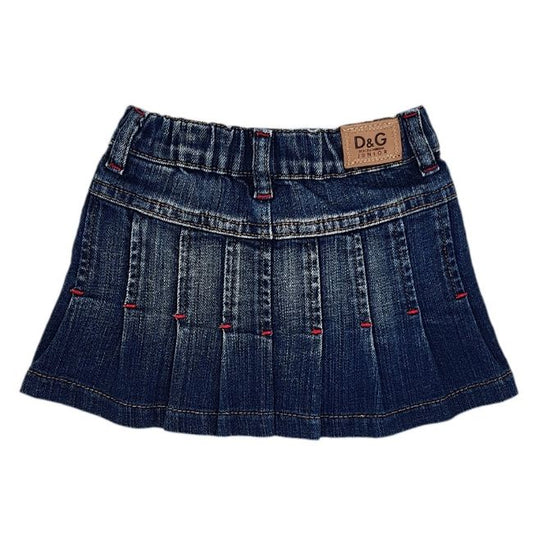 Jupe en denim bleu brut DOLCE & GABBANA bébé fille 6-9 mois plissée au dos