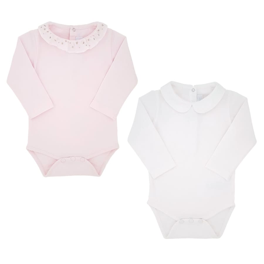 Marque TARTINE ET CHOCOLAT en 6 mois - 1 body bebe fille rose et 1 body bebe coton blanc