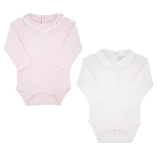 Marque TARTINE ET CHOCOLAT en 6 mois - 1 body bebe fille rose et 1 body bebe coton blanc