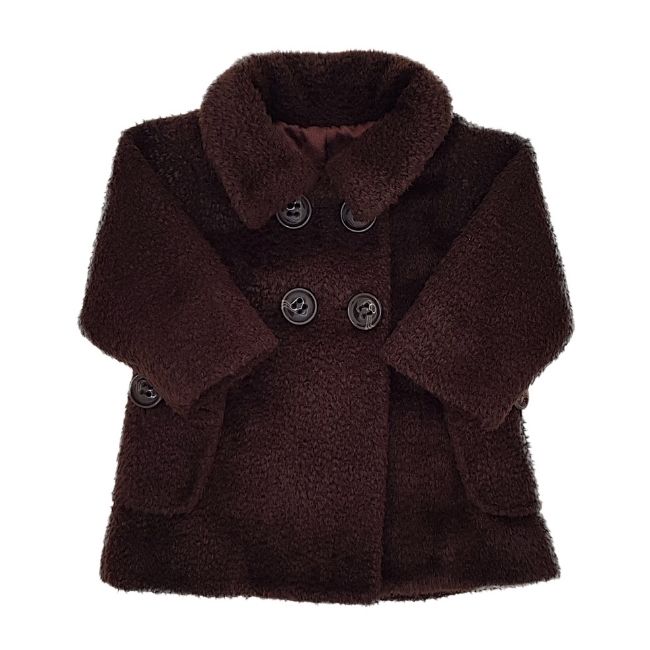 Manteau bébé fille d'occasion LILI GAUFRETTE 3 mois en fausse fourrure marron