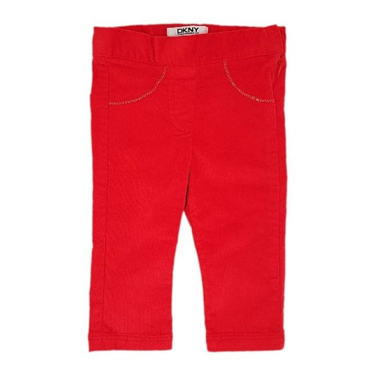 Pantalon bébé fille en velours rouge, taille 9 mois, marque DKNY - seconde main premium