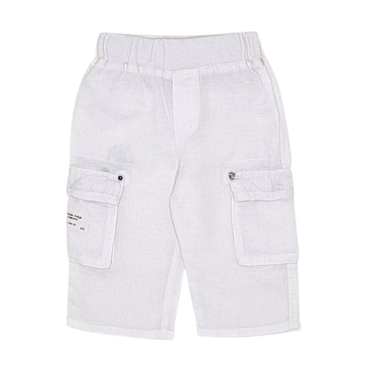 Pantalon bébé mixte blanc en lin et coton, taille 6 mois, marque IKKS - seconde main premium