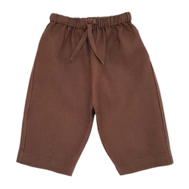 Vêtement bébé mixte marque LILI GAUFRETTE d'occasion - Pantalon bébé 3 mois marron en lin